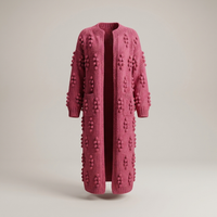 PLUXSTYLE::numise::textured-open-front-cardigan::pack-dark-pink