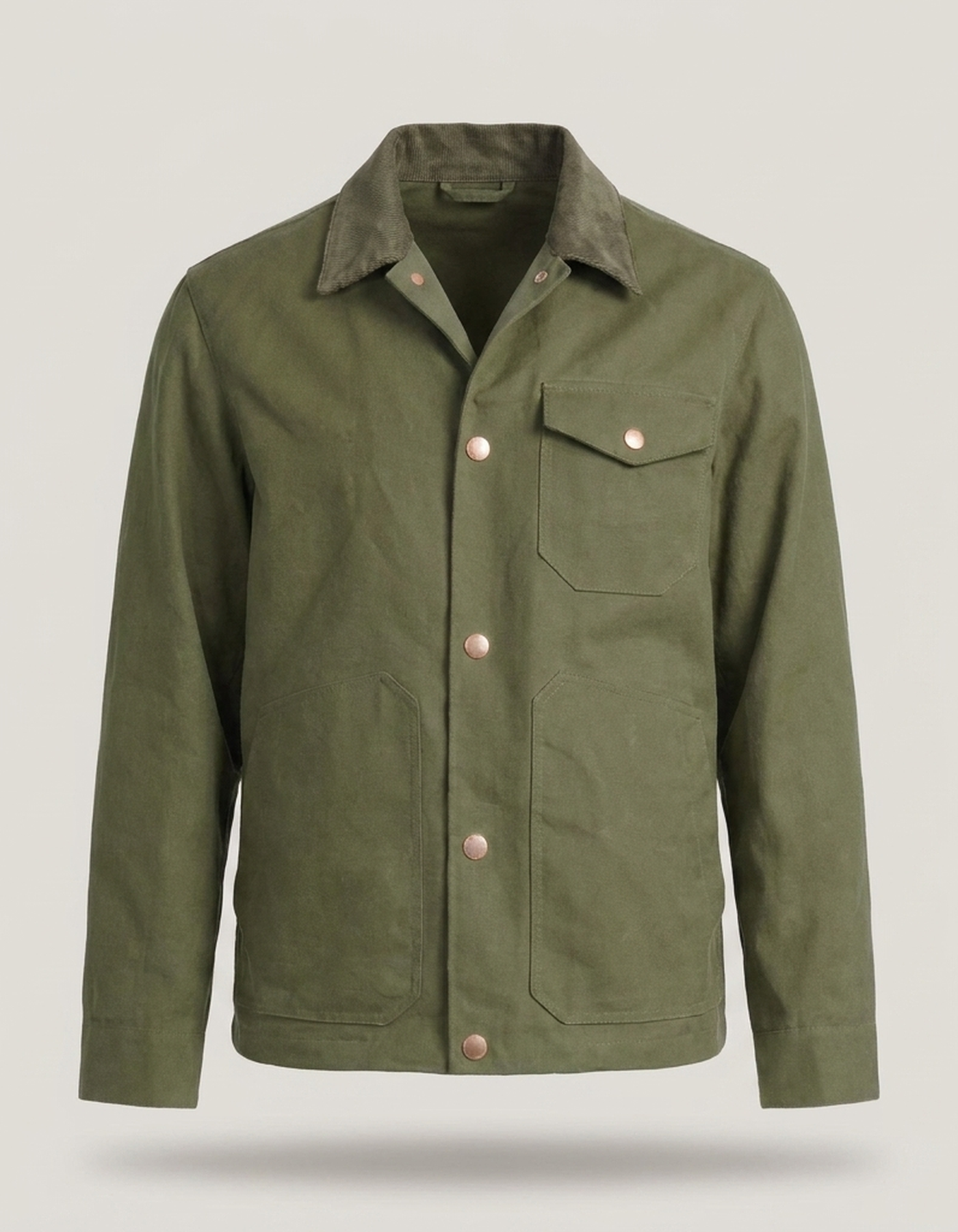 PLUXSTYLE::numise::mens-relaxed-button-down-parka::pack-green