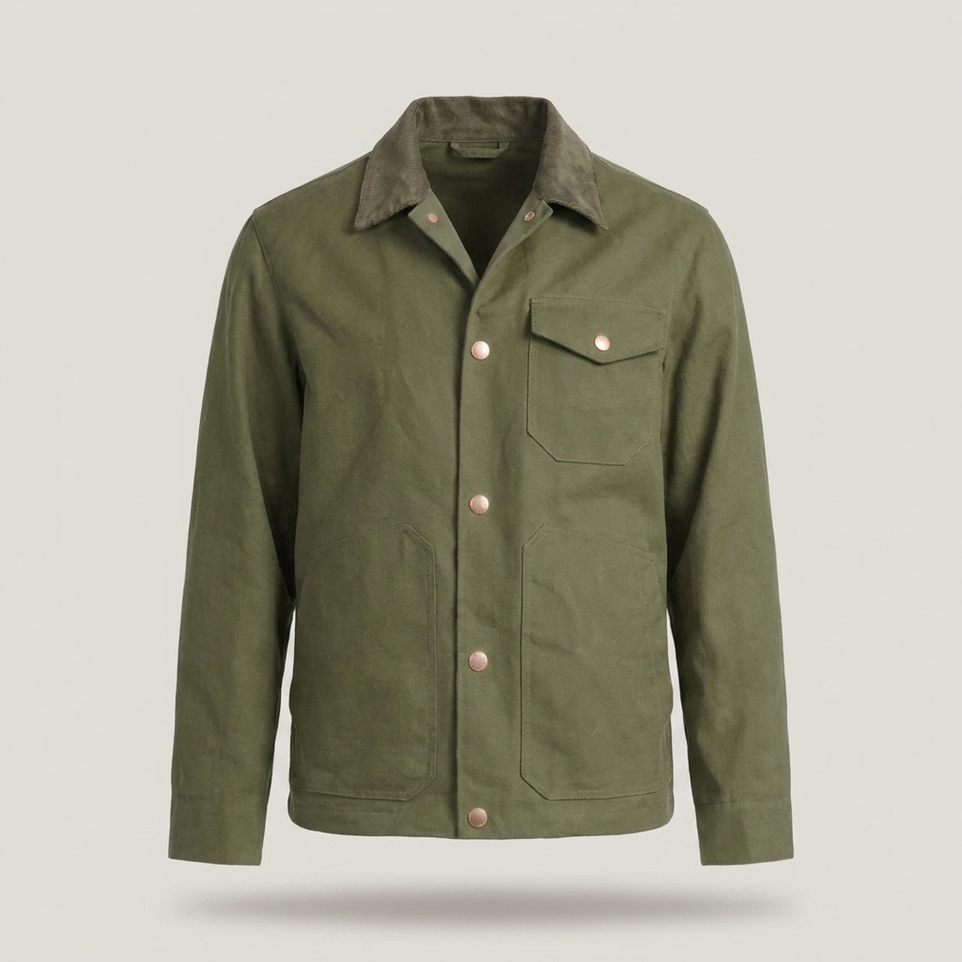 PLUXSTYLE::numise::mens-relaxed-button-down-parka::pack-green