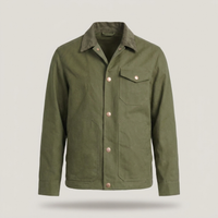 PLUXSTYLE::numise::mens-relaxed-button-down-parka::pack-green