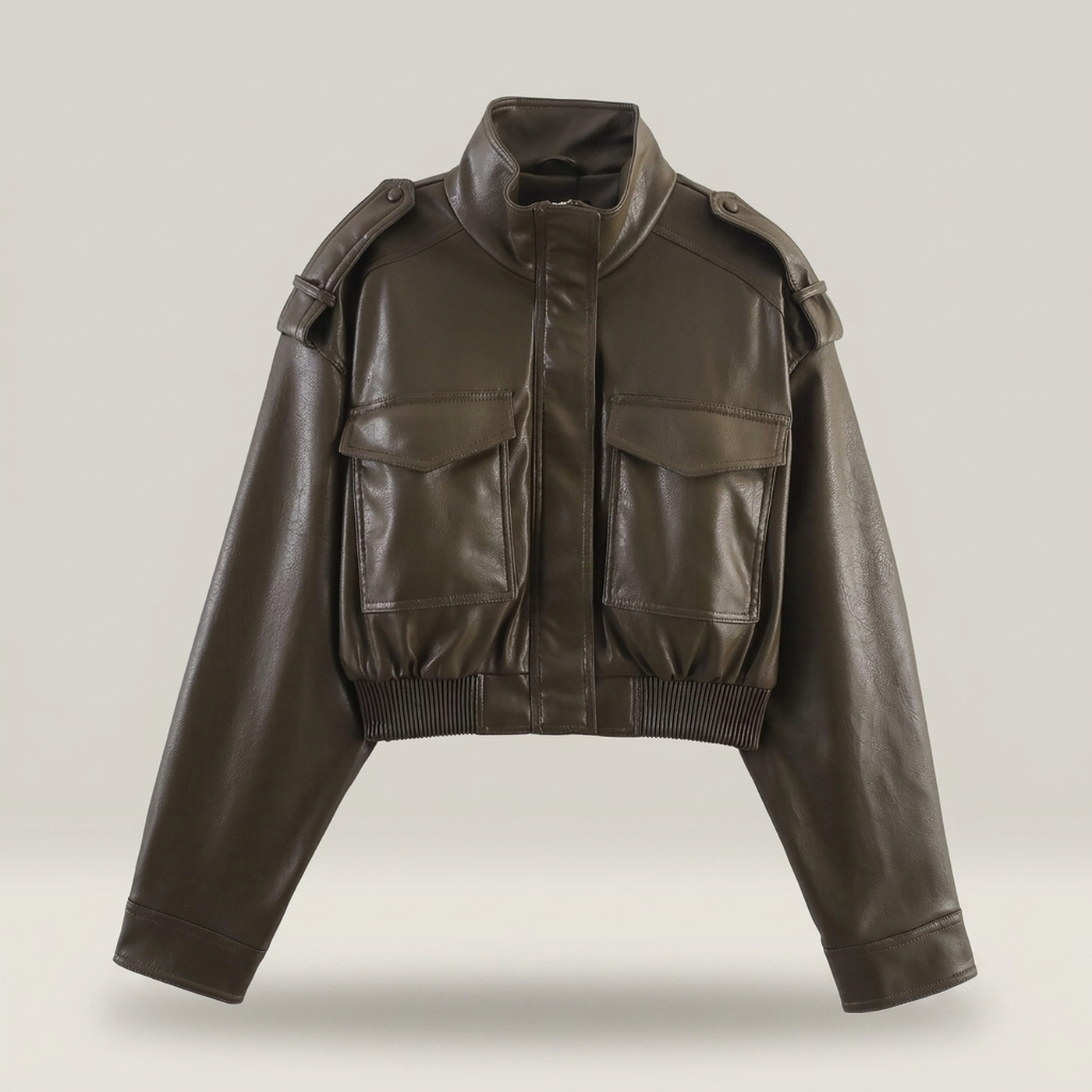 PLUXSTYLE::numise::womens-cropped-parka::pack-dark-green