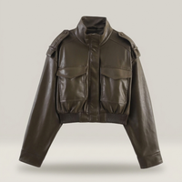 PLUXSTYLE::numise::womens-cropped-parka::pack-dark-green