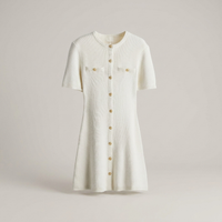 PLUXSTYLE::numise::aveline-gold-button-mini-dress::pack-white