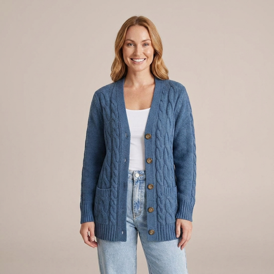 PLUXSTYLE::numise::bettina-cable-cardigan::front