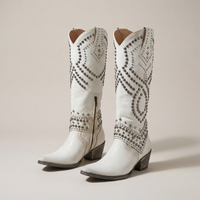 PLUXSTYLE::numise::amelia-studded-western-boots::pack-white