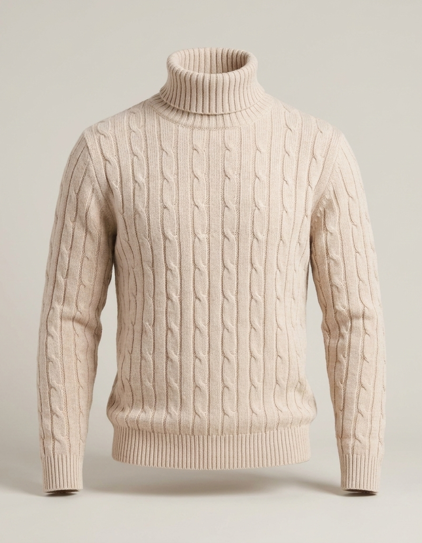 PLUXSTYLE::numise::mens-cable-turtleneck-sweater::pack-beige