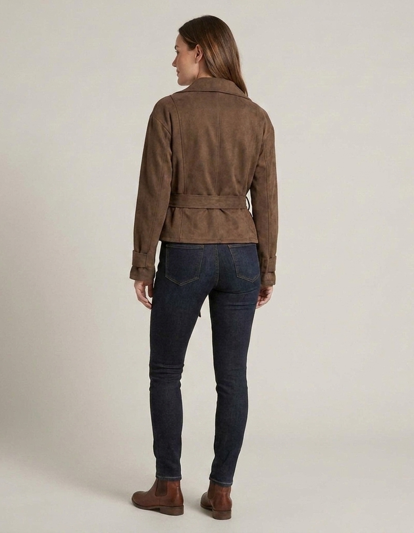 PLUXSTYLE::numise::womens-wide-lapel-belted-parka::back