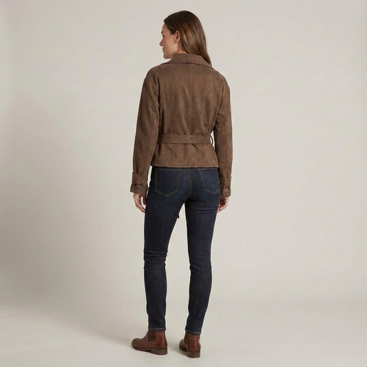 PLUXSTYLE::numise::womens-wide-lapel-belted-parka::back