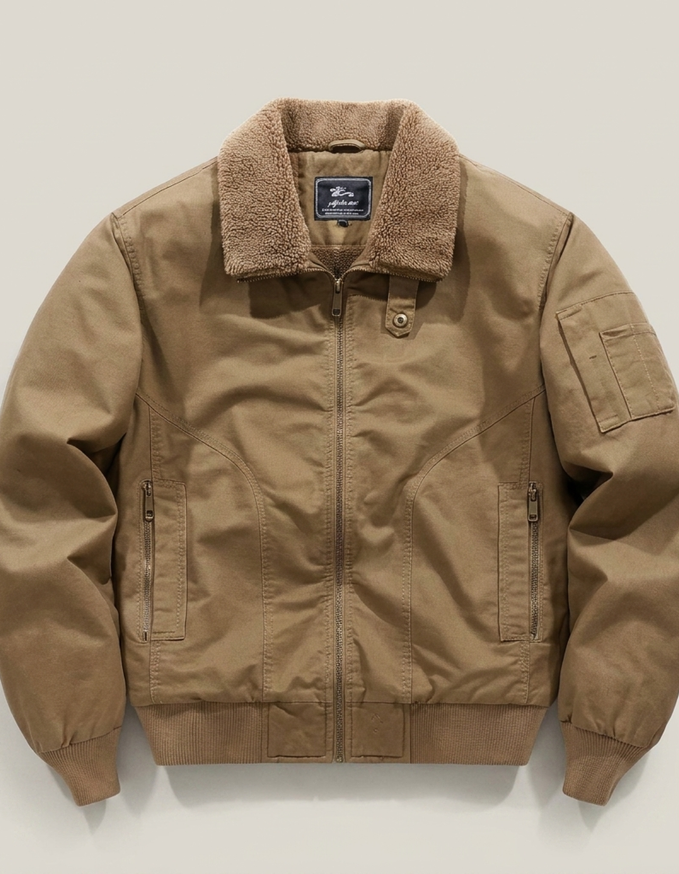 PLUXSTYLE::numise::mens-zip-front-bomber-parka::pack-brown