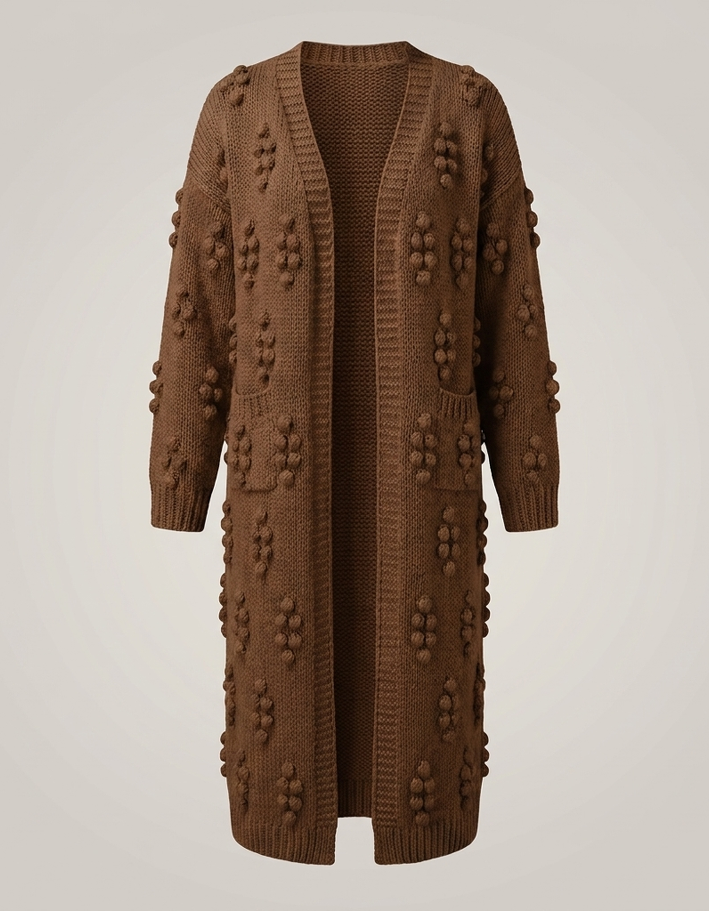 PLUXSTYLE::numise::textured-open-front-cardigan::pack-brown