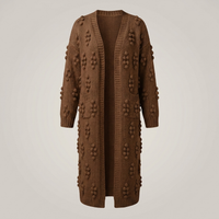 PLUXSTYLE::numise::textured-open-front-cardigan::pack-brown