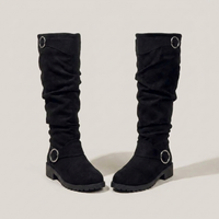 PLUXSTYLE::numise::slouchy-buckle-knee-high-boots::pack-black