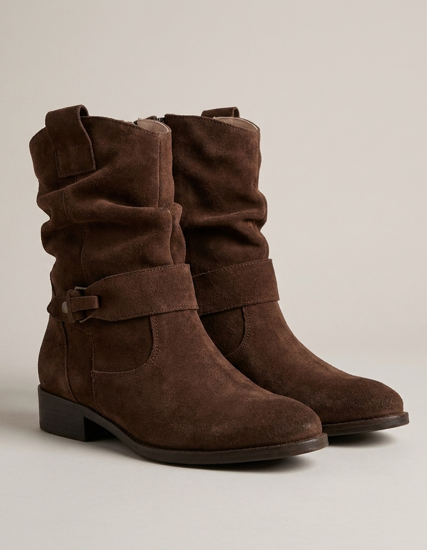 PLUXSTYLE::numise::womens-buckle-slouch-ankle-footwear::pack-dark-brown