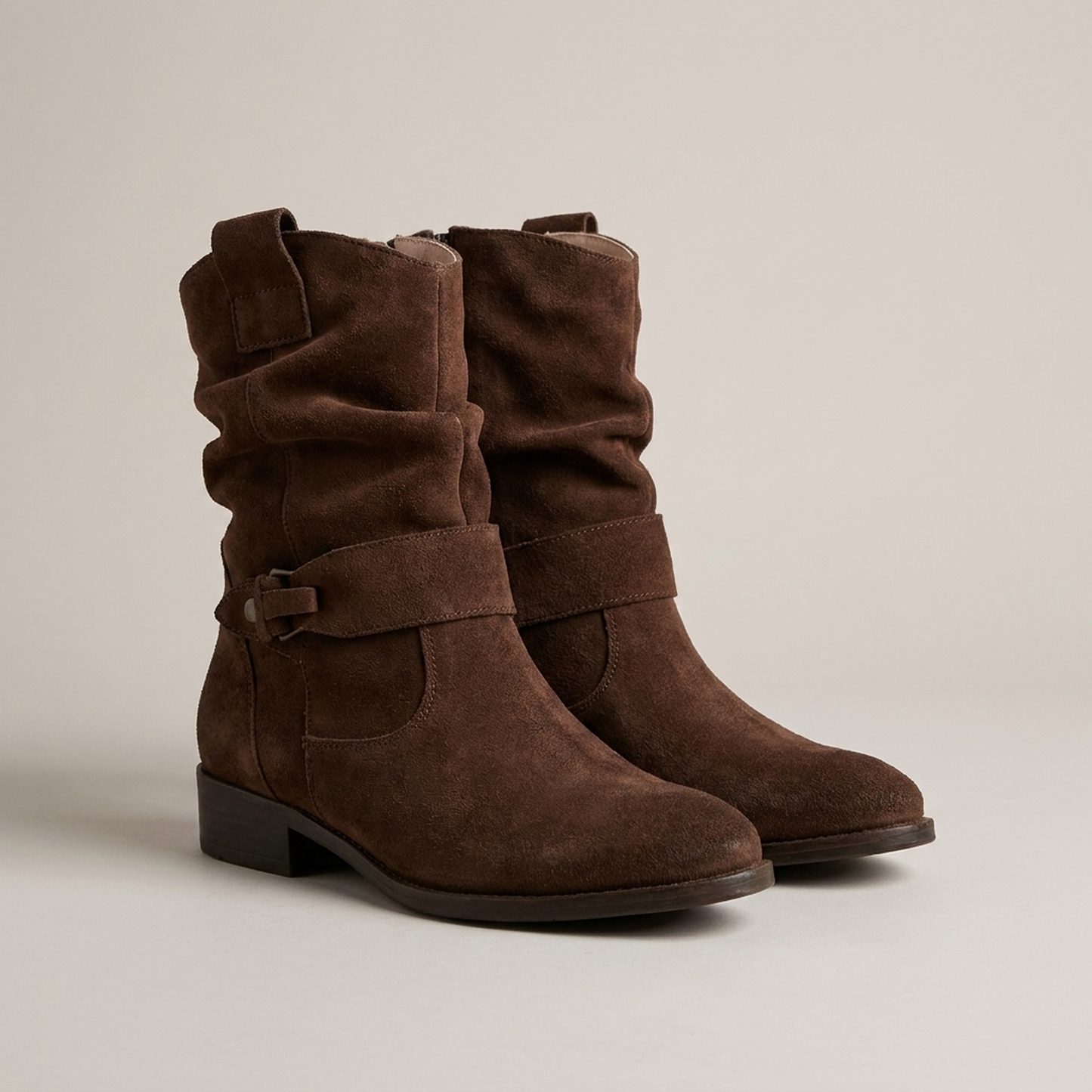 PLUXSTYLE::numise::womens-buckle-slouch-ankle-footwear::pack-dark-brown