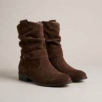 PLUXSTYLE::numise::womens-buckle-slouch-ankle-footwear::pack-dark-brown