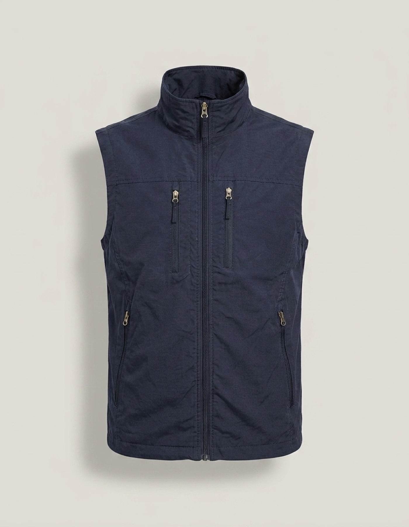 PLUXSTYLE::numise::mens-stand-collar-utility-vest::pack-navy-blue