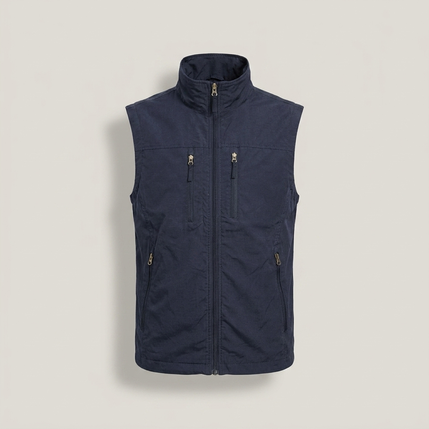 PLUXSTYLE::numise::mens-stand-collar-utility-vest::pack-navy-blue