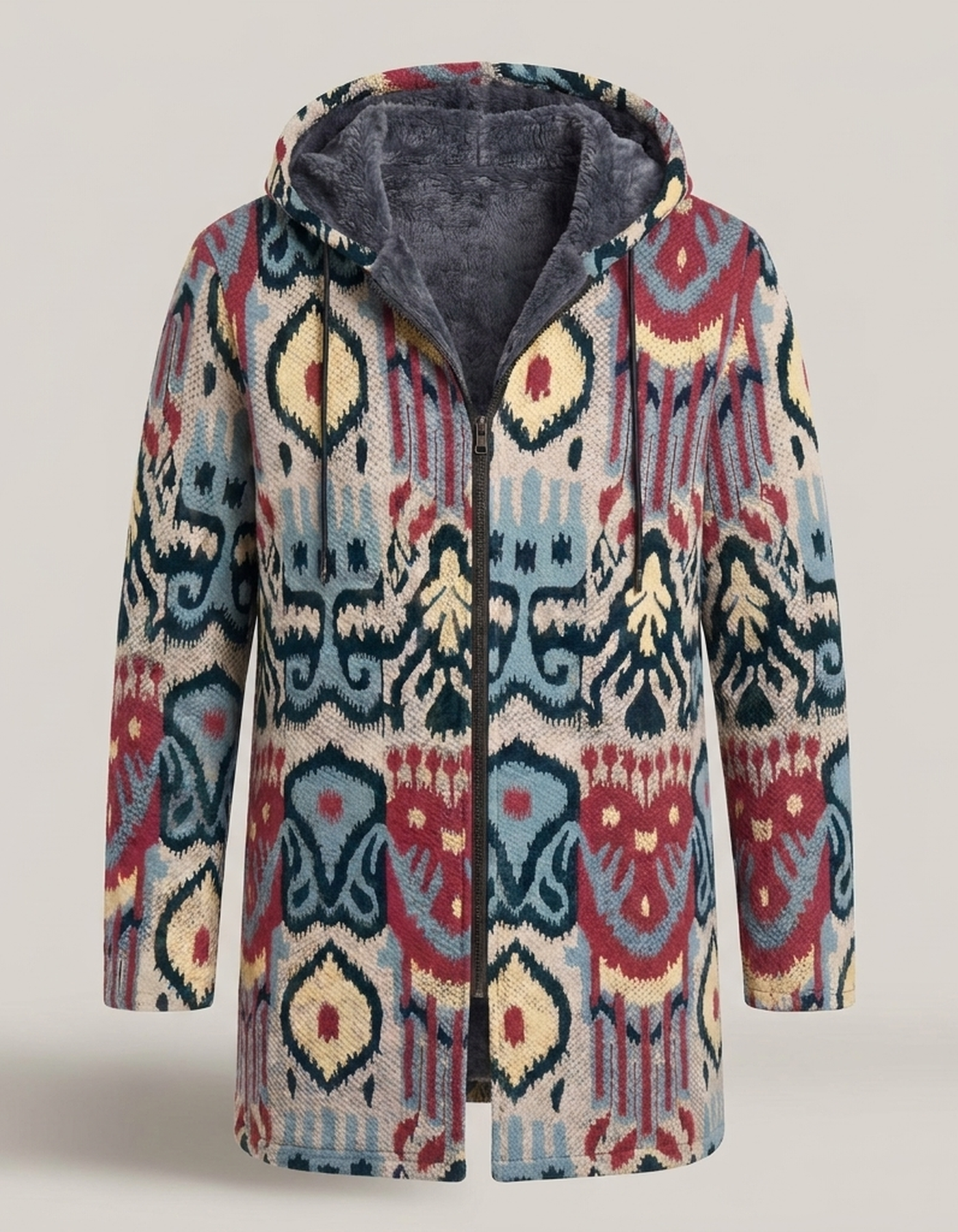 PLUXSTYLE::numise::mens-color-block-hooded-cardigan::pack-red