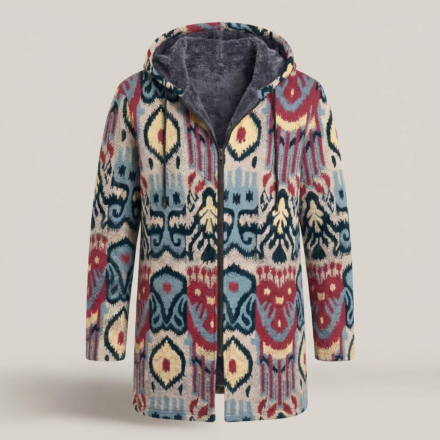PLUXSTYLE::numise::mens-color-block-hooded-cardigan::pack-red