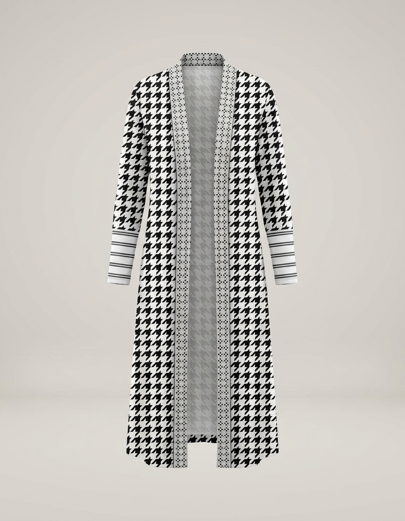 PLUXSTYLE::numise::womens-houndstooth-cardigan::pack-black-and-white