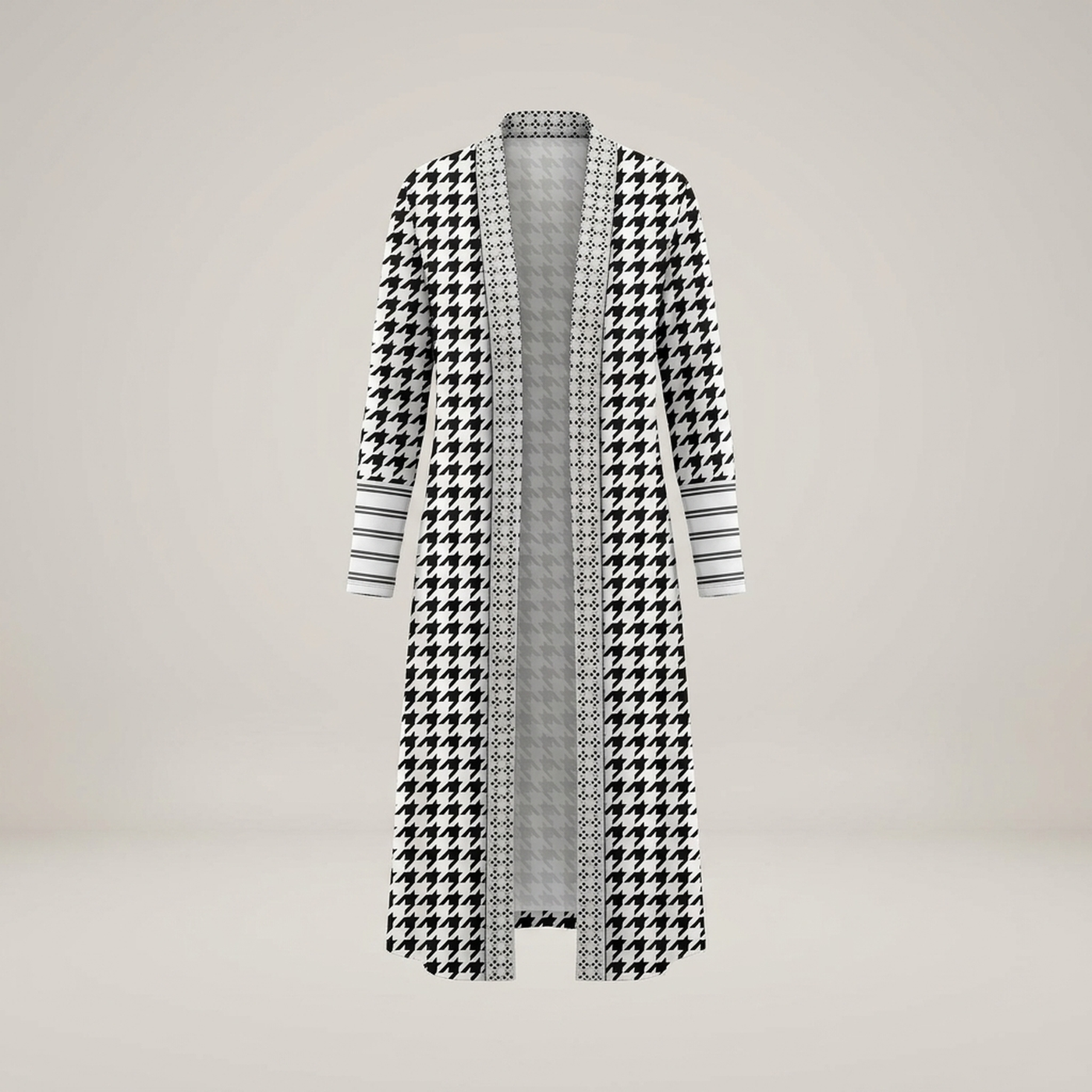 PLUXSTYLE::numise::womens-houndstooth-cardigan::pack-black-and-white