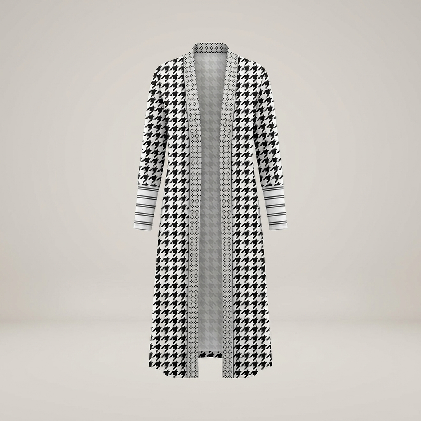 PLUXSTYLE::numise::womens-houndstooth-cardigan::pack-black-and-white