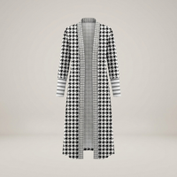 PLUXSTYLE::numise::womens-houndstooth-cardigan::pack-black-and-white