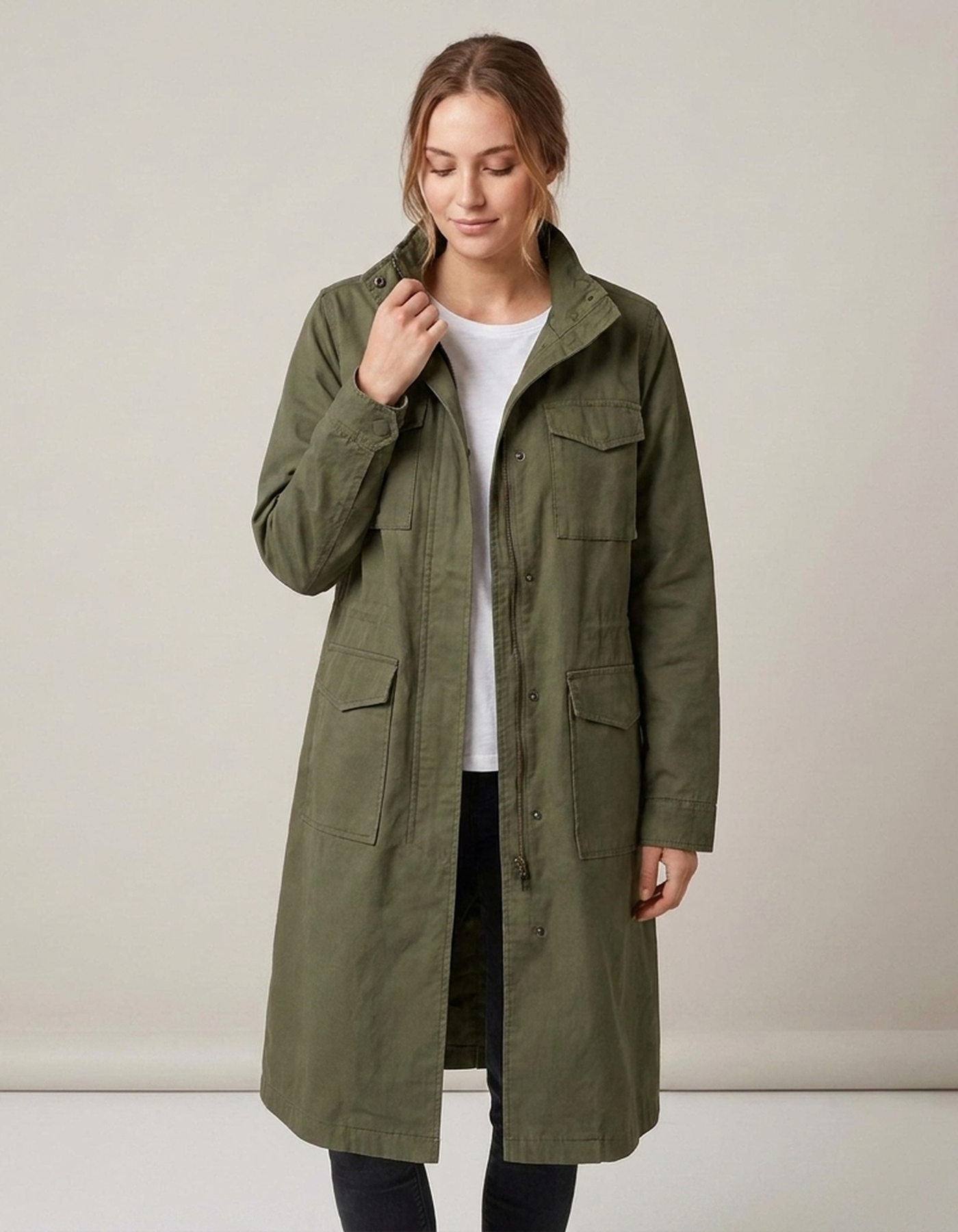 PLUXSTYLE::numise::military-inspired-utility-parka::front