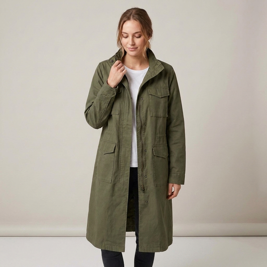 PLUXSTYLE::numise::military-inspired-utility-parka::front