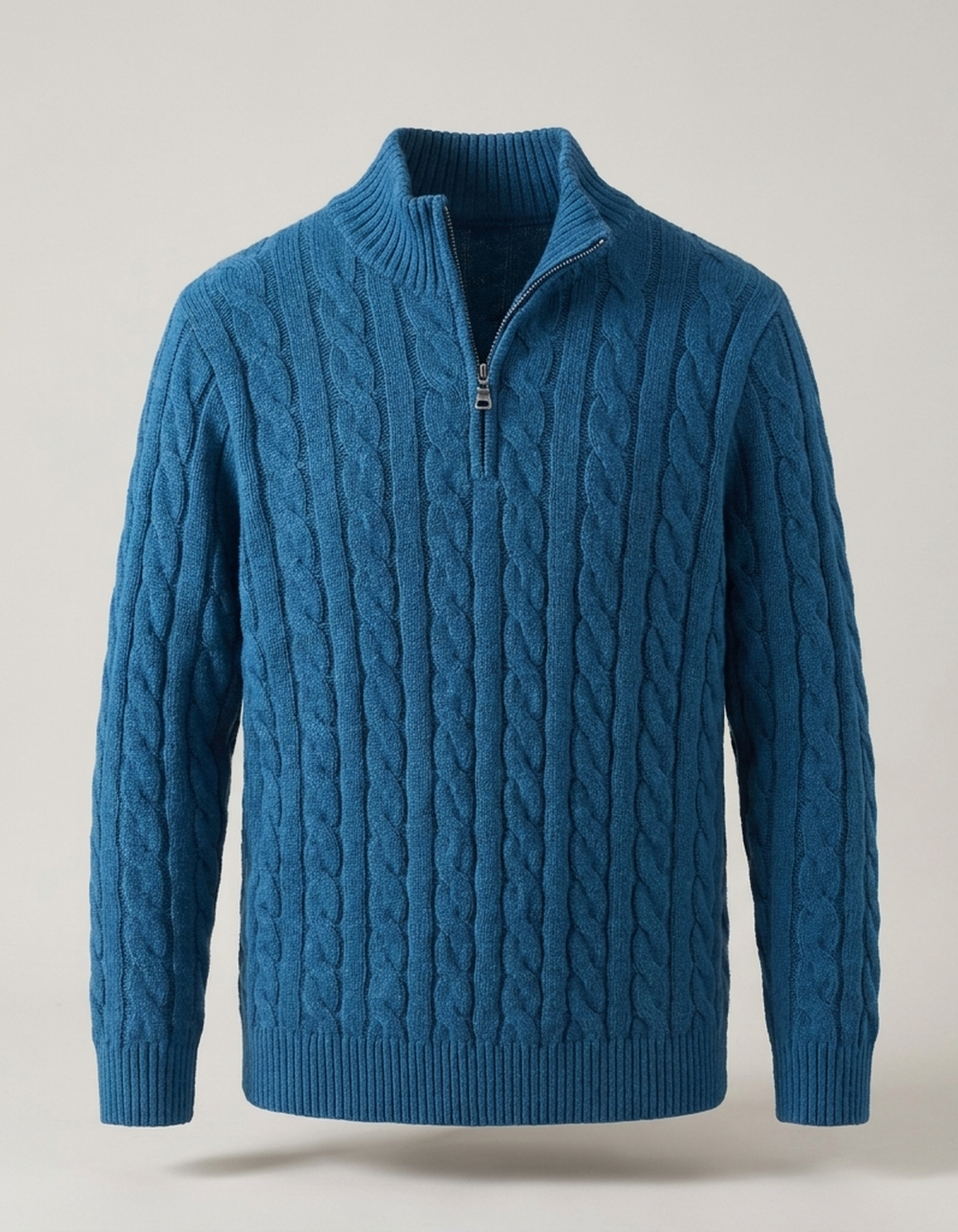 PLUXSTYLE::numise::mens-cable-zip-neck-sweater::pack-blue