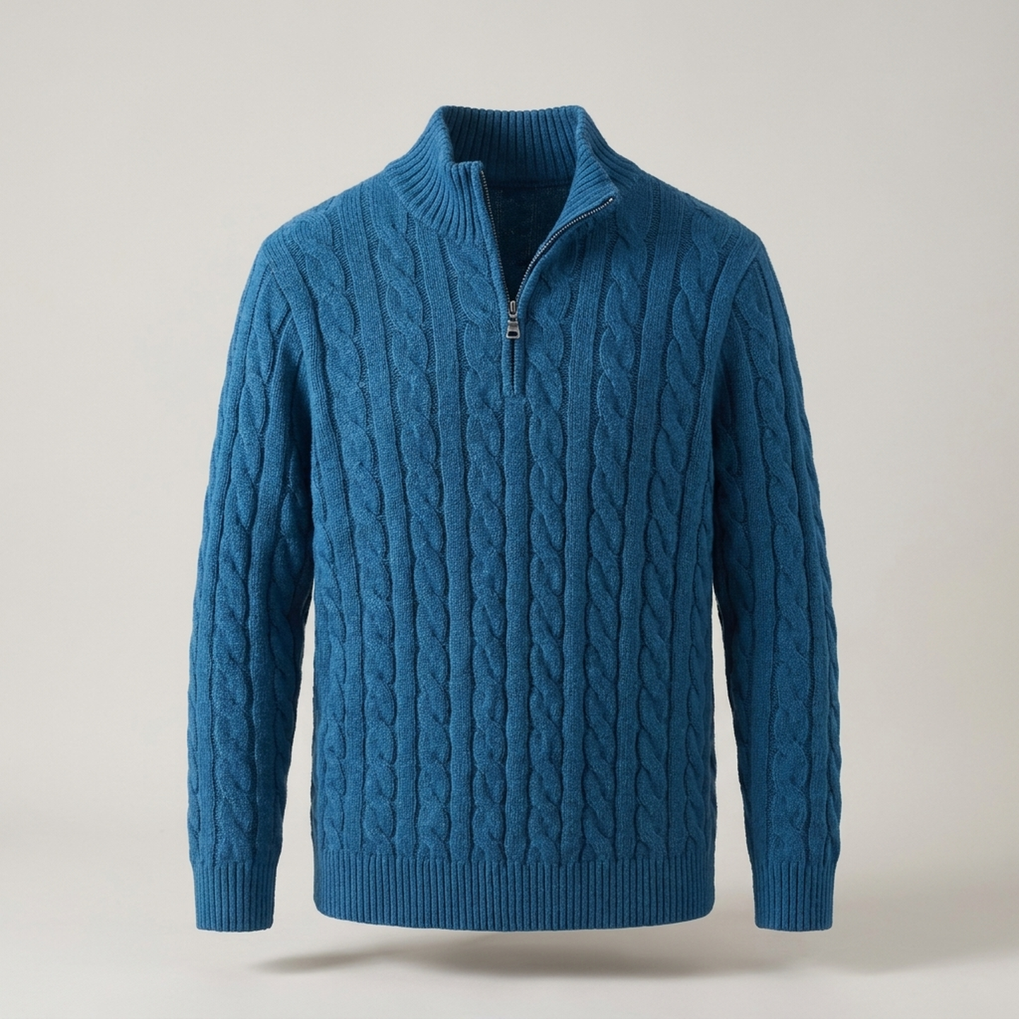 PLUXSTYLE::numise::mens-cable-zip-neck-sweater::pack-blue