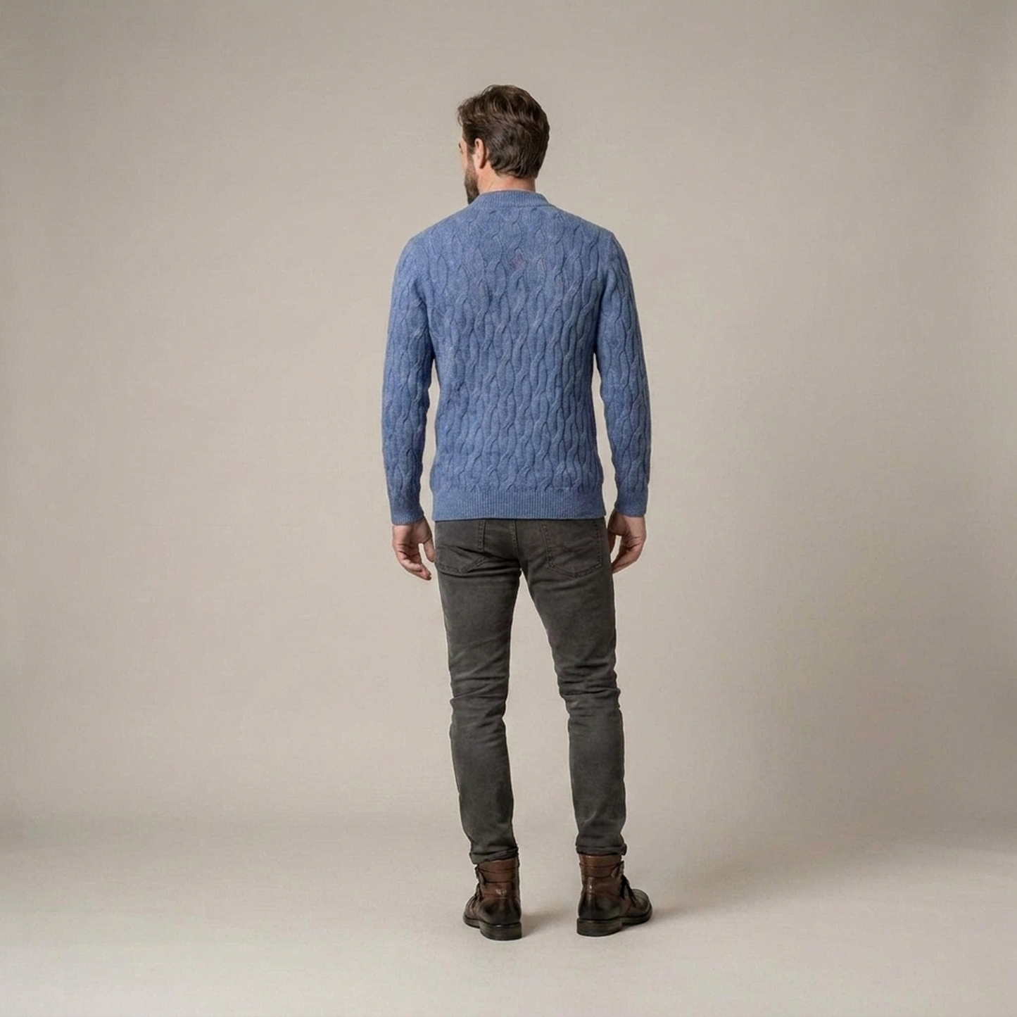 PLUXSTYLE::numise::mens-mock-neck-sweater::back