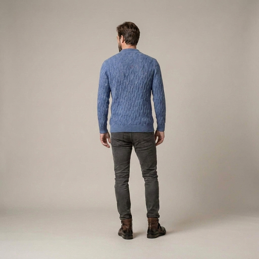 PLUXSTYLE::numise::mens-mock-neck-sweater::back