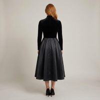 PLUXSTYLE::numise::aradia-black-fit-and-flare-midi-dress::back