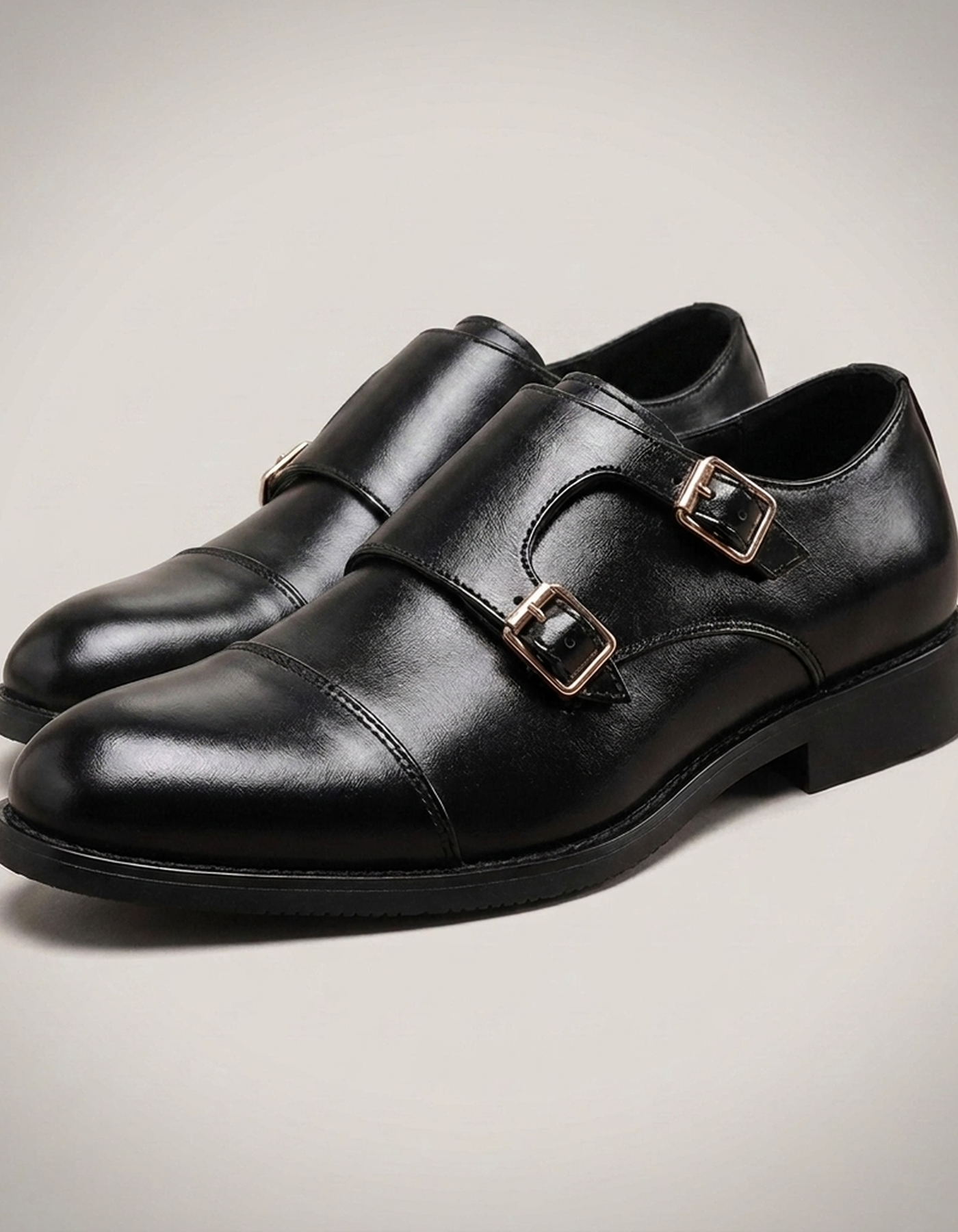 PLUXSTYLE::numise::mens-double-buckle-dress-shoes::closeup-detail
