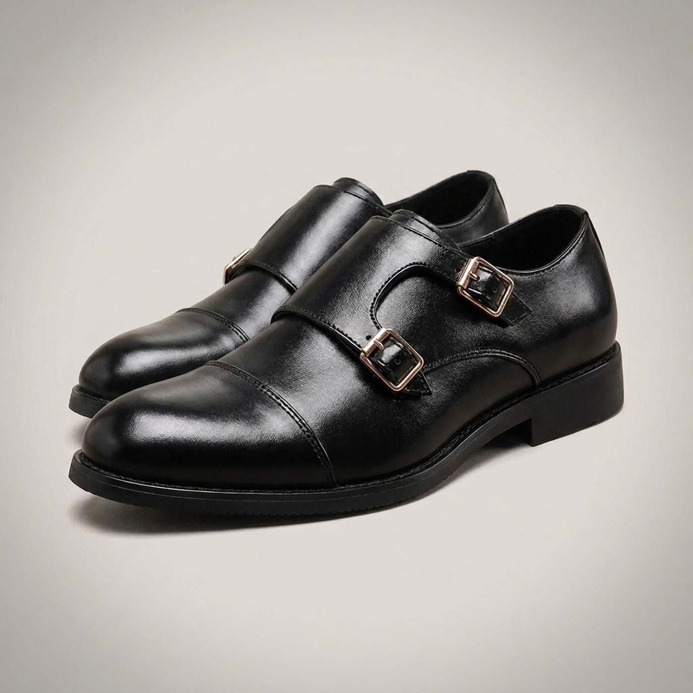 PLUXSTYLE::numise::mens-double-buckle-dress-shoes::closeup-detail