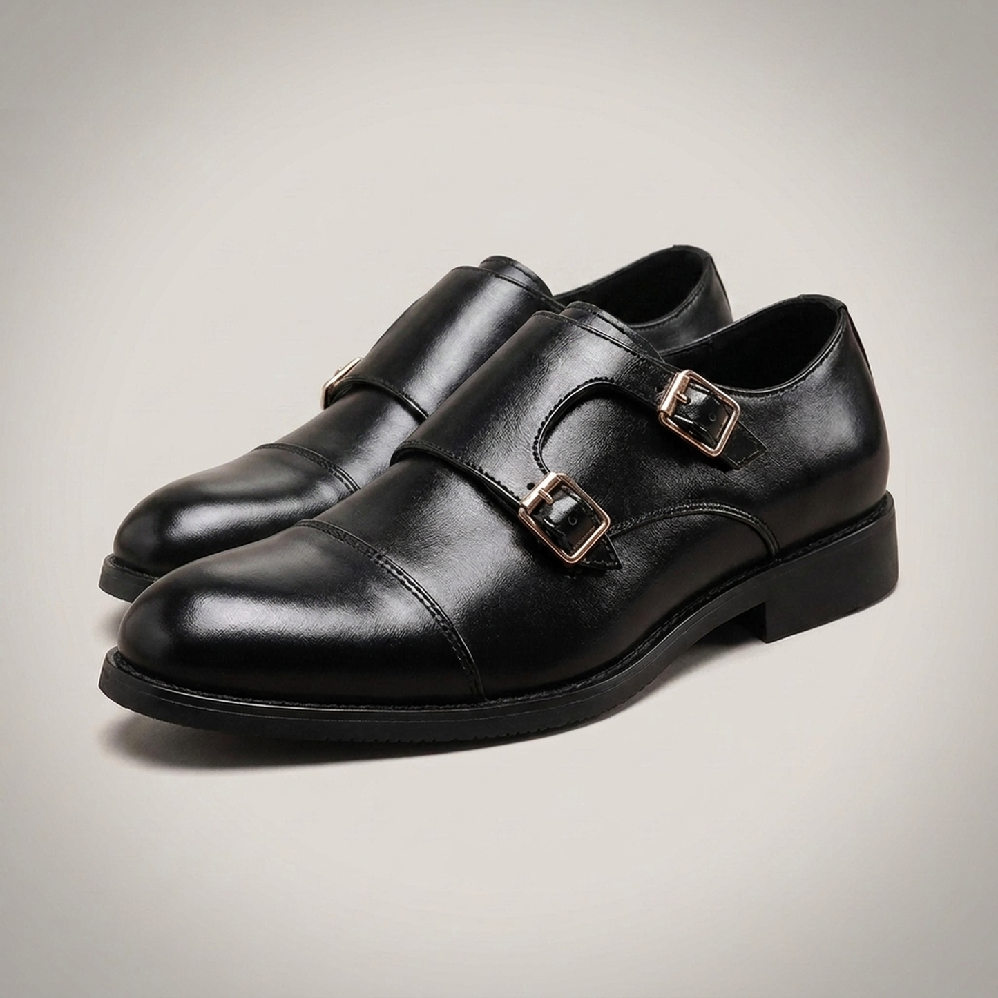 PLUXSTYLE::numise::mens-double-buckle-dress-shoes::closeup-detail