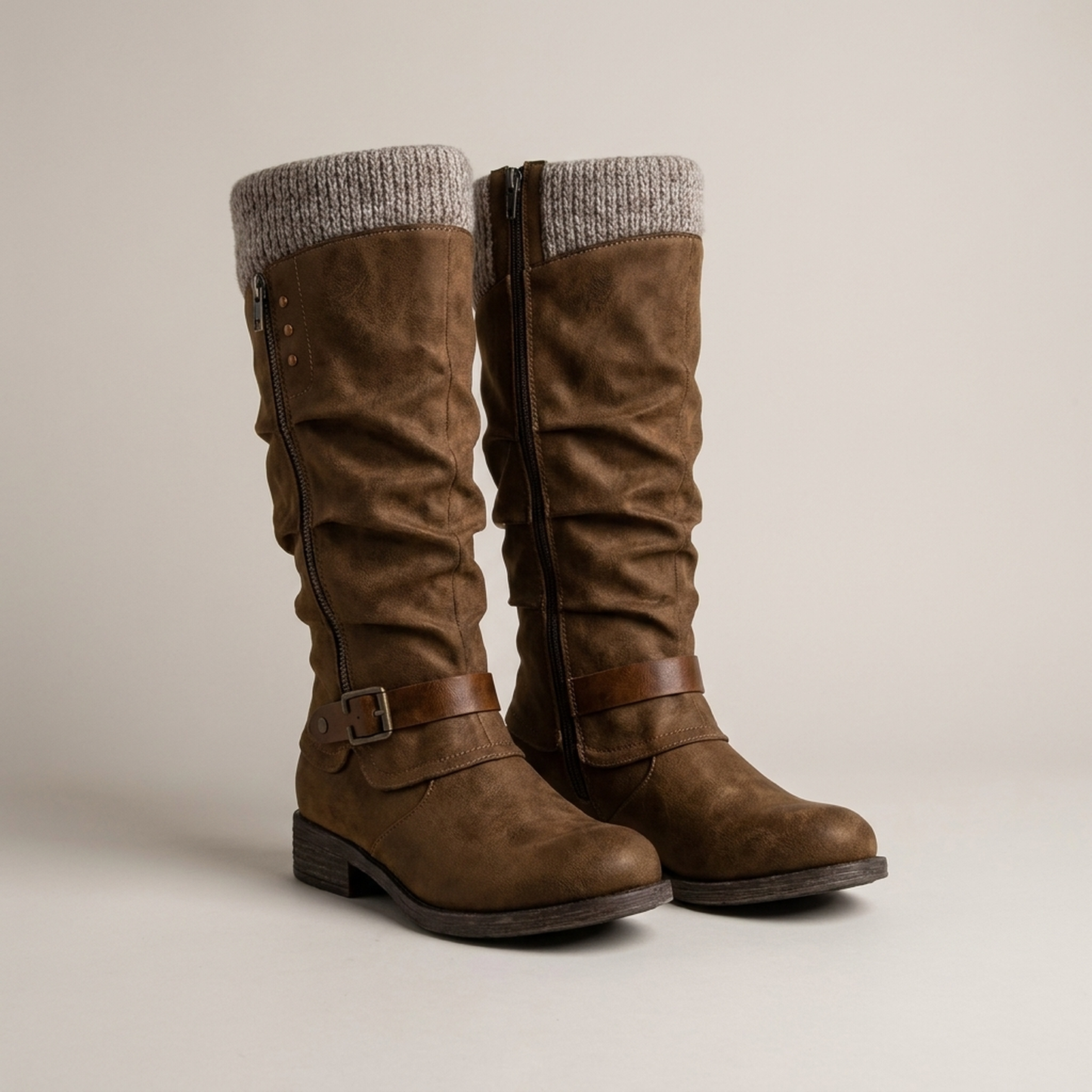 PLUXSTYLE::numise::relaxed-slouch-knee-high-boots::pack-brown