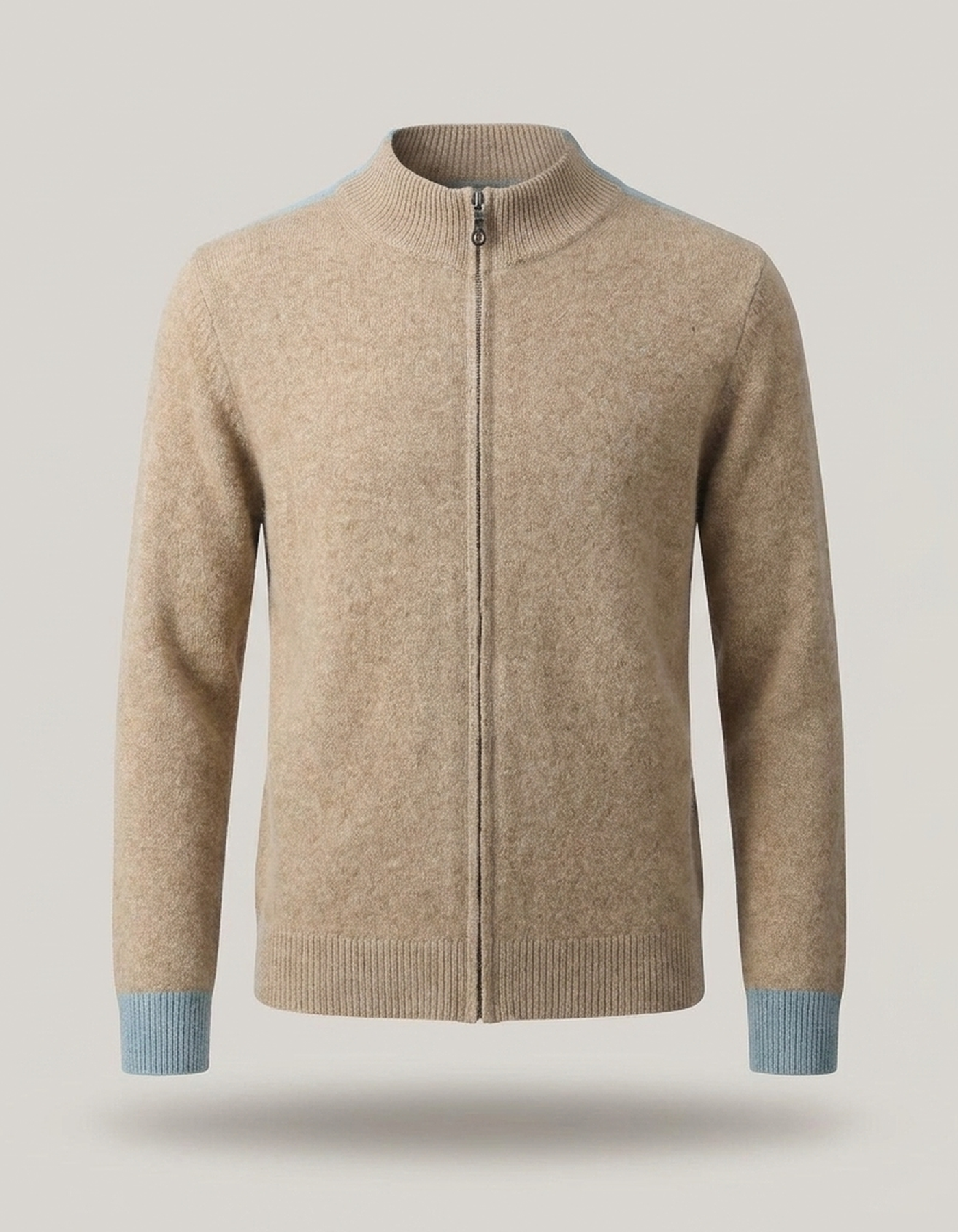 PLUXSTYLE::numise::mens-color-block-zip-cardigan::pack-khaki