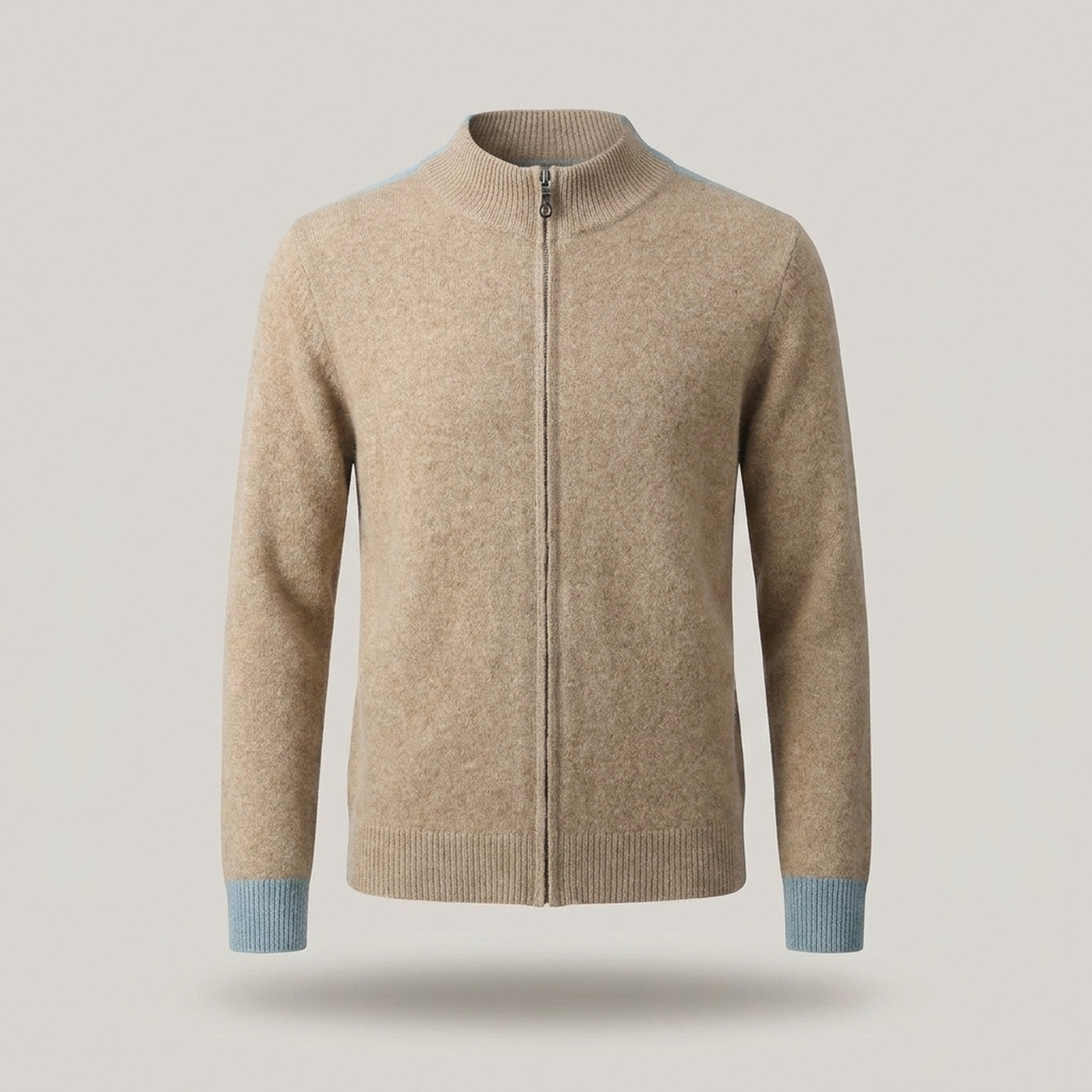 PLUXSTYLE::numise::mens-color-block-zip-cardigan::pack-khaki