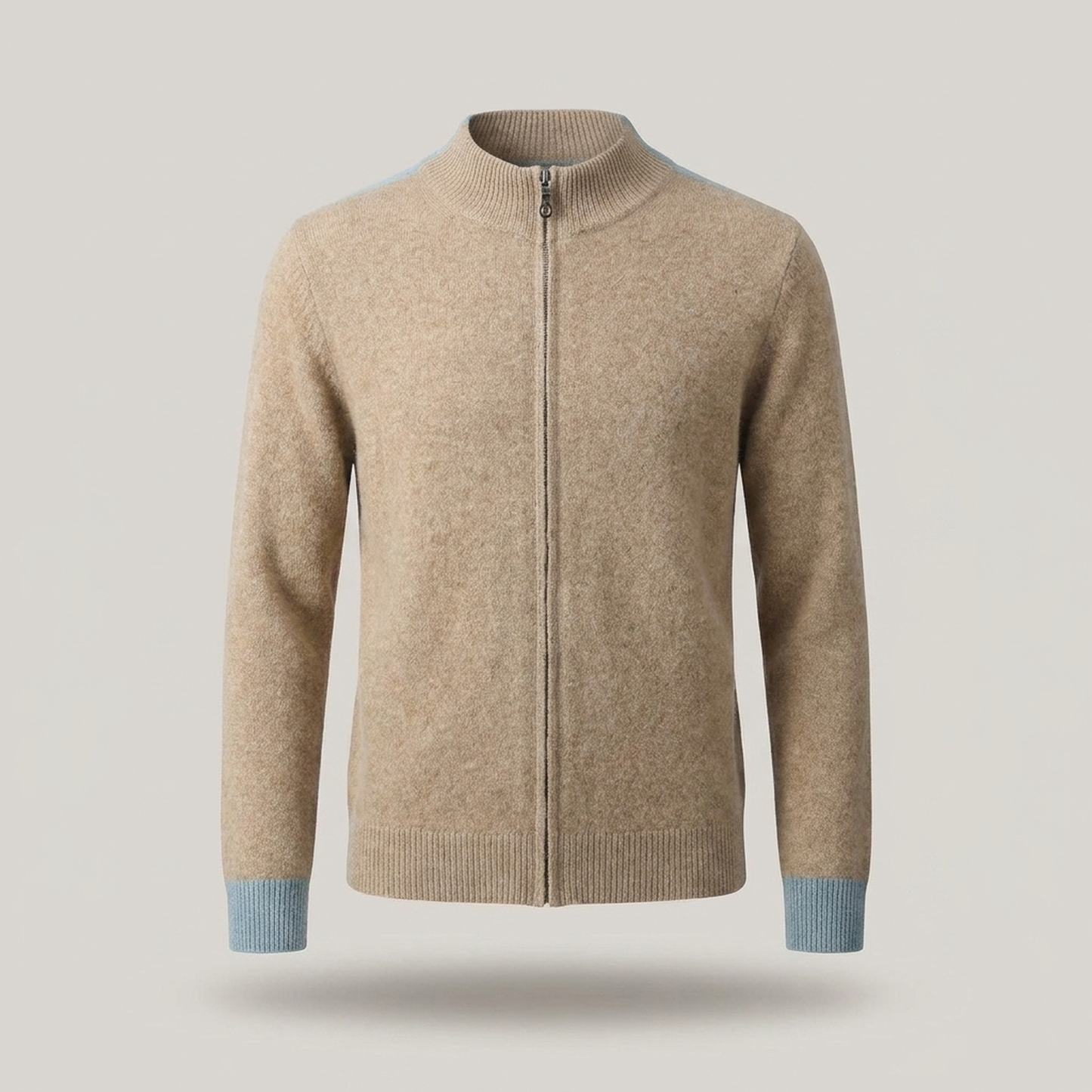 PLUXSTYLE::numise::mens-color-block-zip-cardigan::pack-khaki