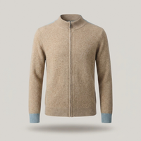 PLUXSTYLE::numise::mens-color-block-zip-cardigan::pack-khaki
