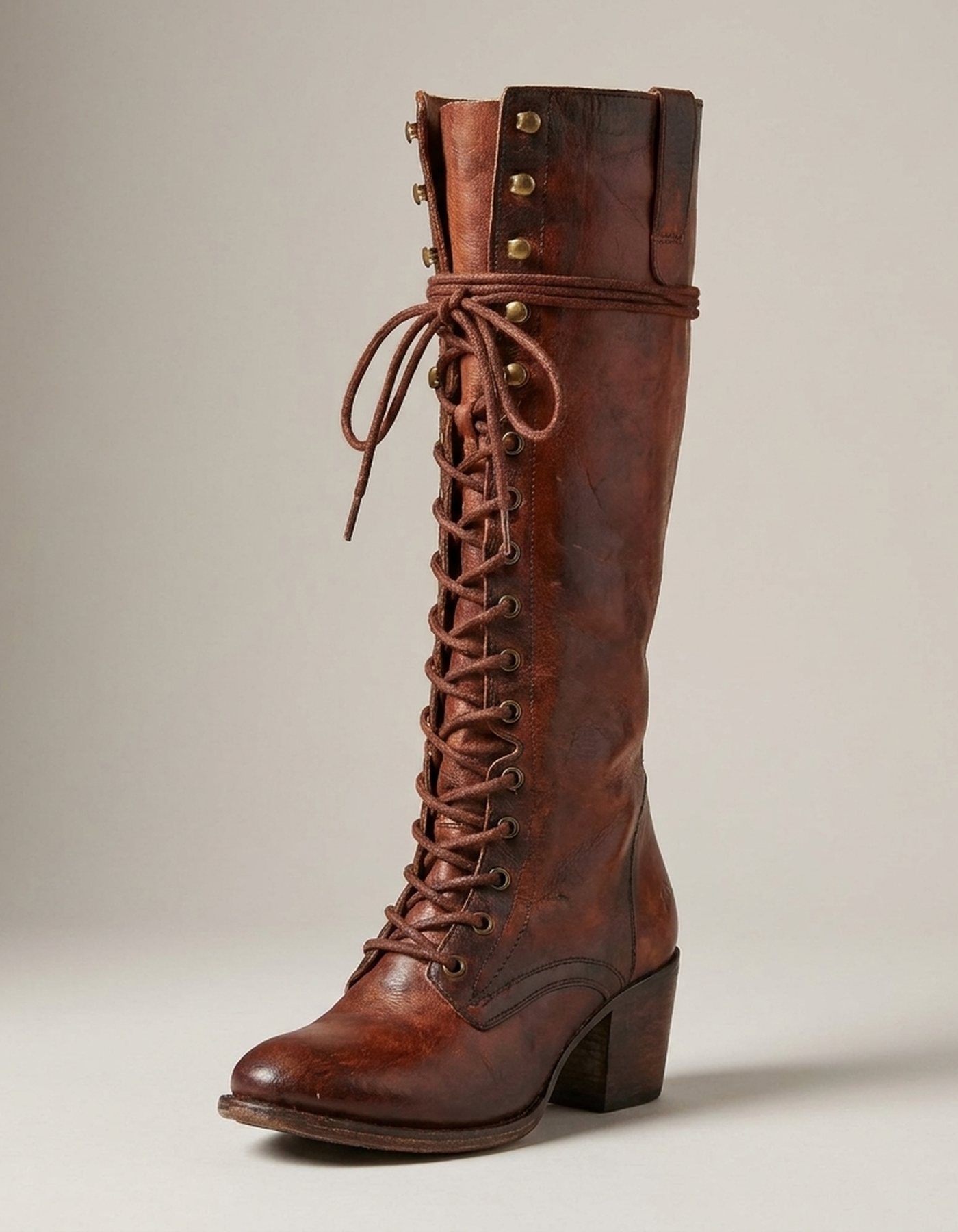 PLUXSTYLE::numise::womens-lace-up-knee-high-boots::closeup-hero