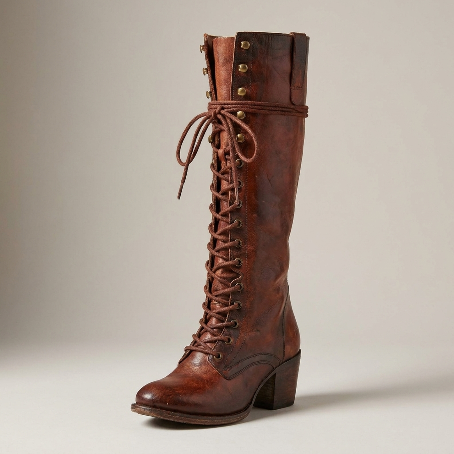 PLUXSTYLE::numise::womens-lace-up-knee-high-boots::closeup-hero