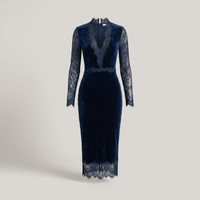 PLUXSTYLE::numise::amelia-v-neck-midi-dress::pack-navy-blue