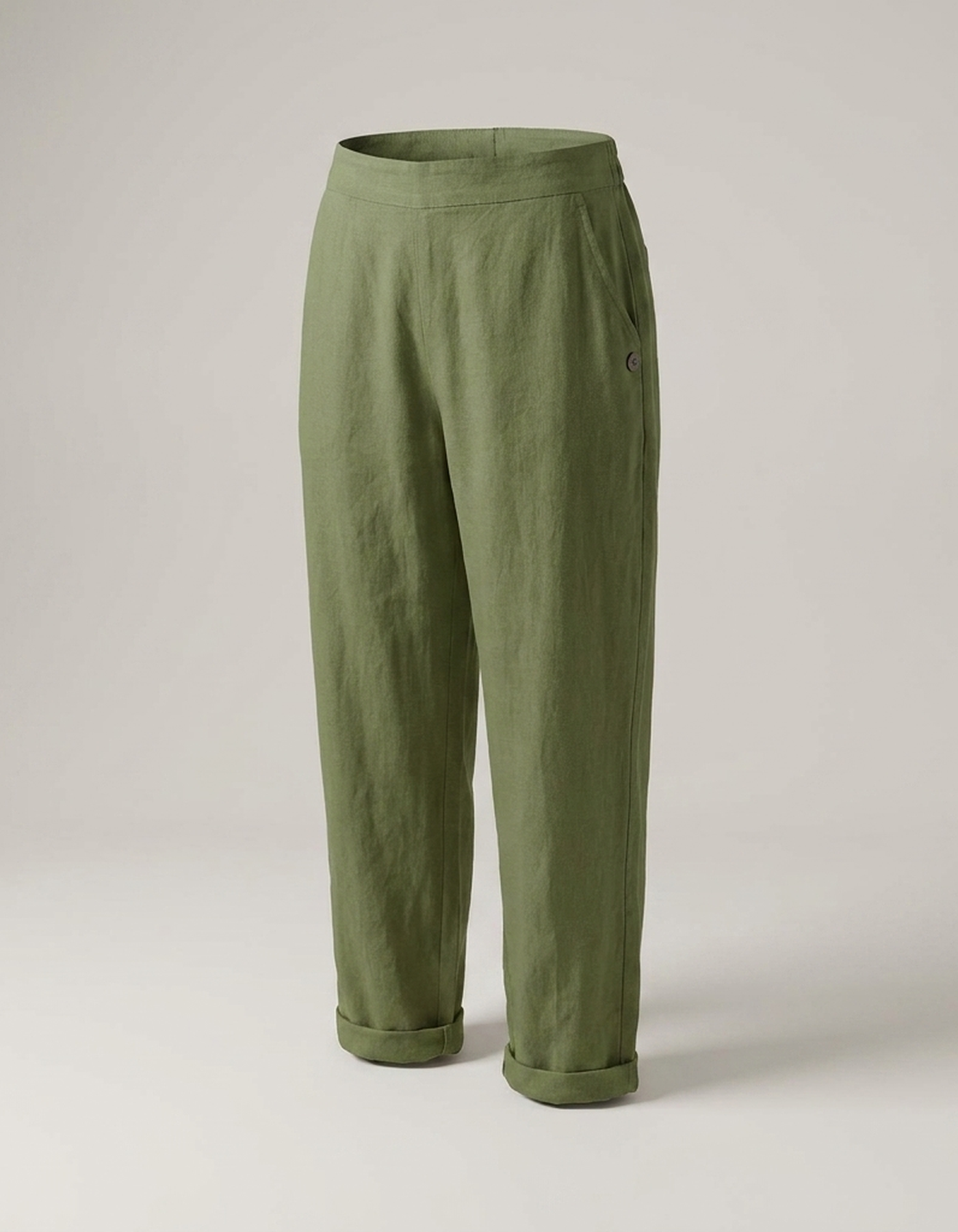 PLUXSTYLE::numise::womens-high-waist-linen-blend-trousers-for-all-day-comfort::pack-green
