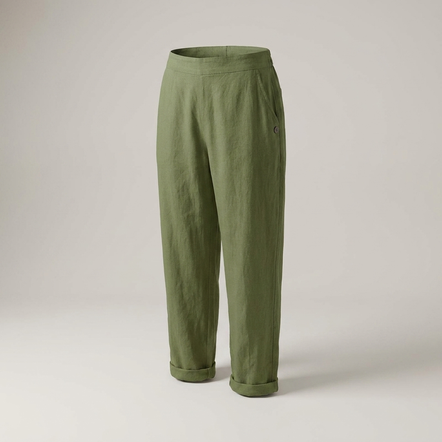 PLUXSTYLE::numise::womens-high-waist-linen-blend-trousers-for-all-day-comfort::pack-green