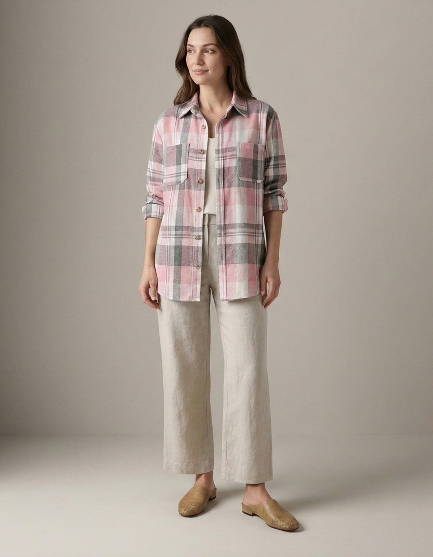 PLUXSTYLE::numise::mia-oversized-plaid-cardigan-top::front