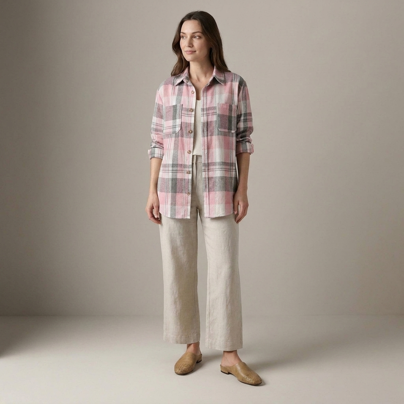 PLUXSTYLE::numise::mia-oversized-plaid-cardigan-top::front