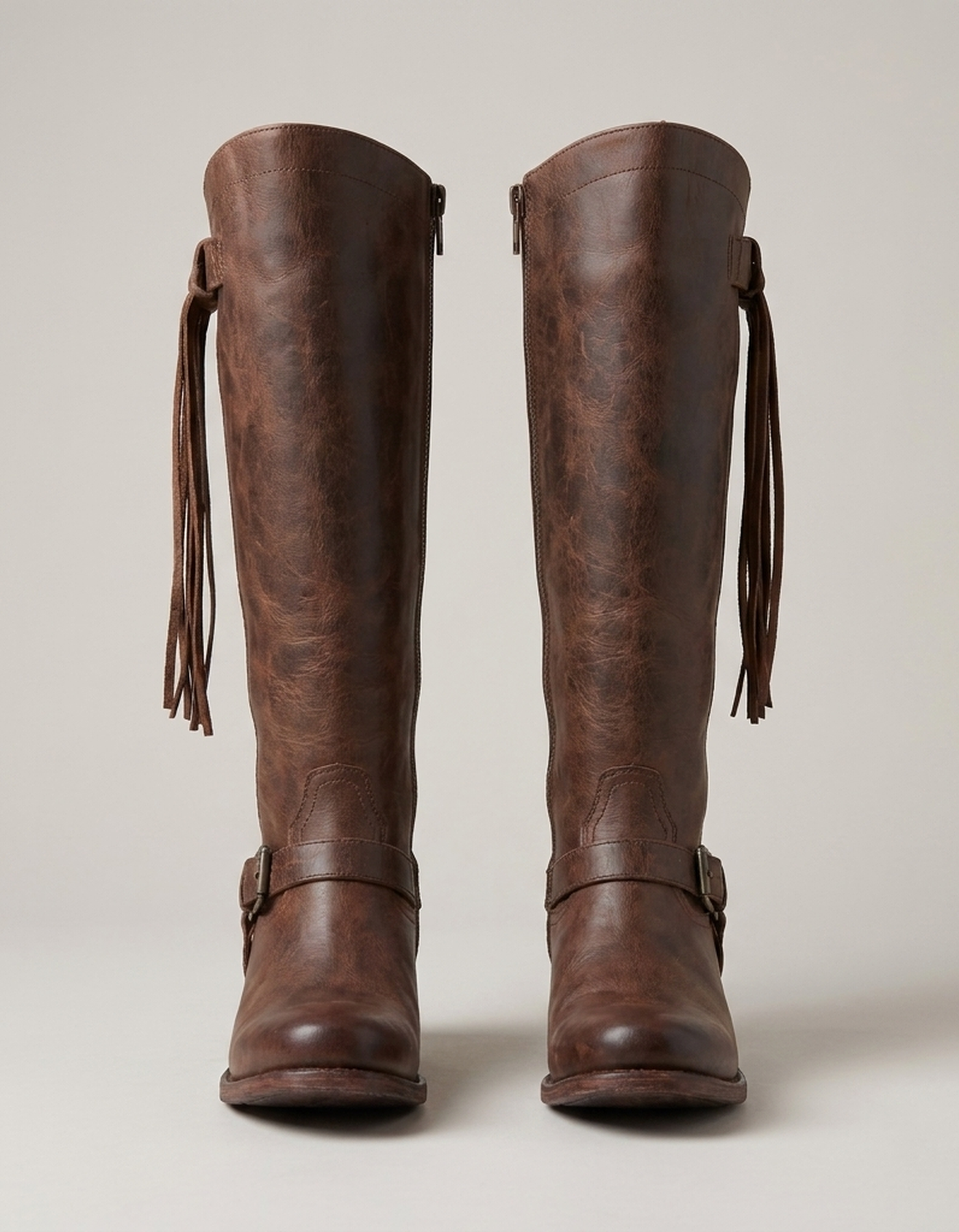 PLUXSTYLE::numise::side-zip-western-knee-high-boots::pack-brown